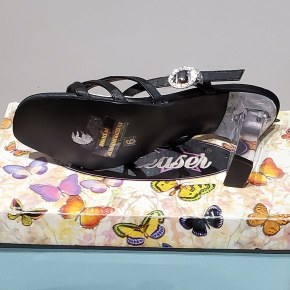 Clear heeled black boudoir sandals - Picture 4 of 4